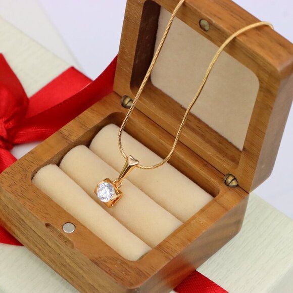 "Rose Gold Mini Pendant with Solitaire CZ – Elegant, XPPT1264 - Picture 10 of 13